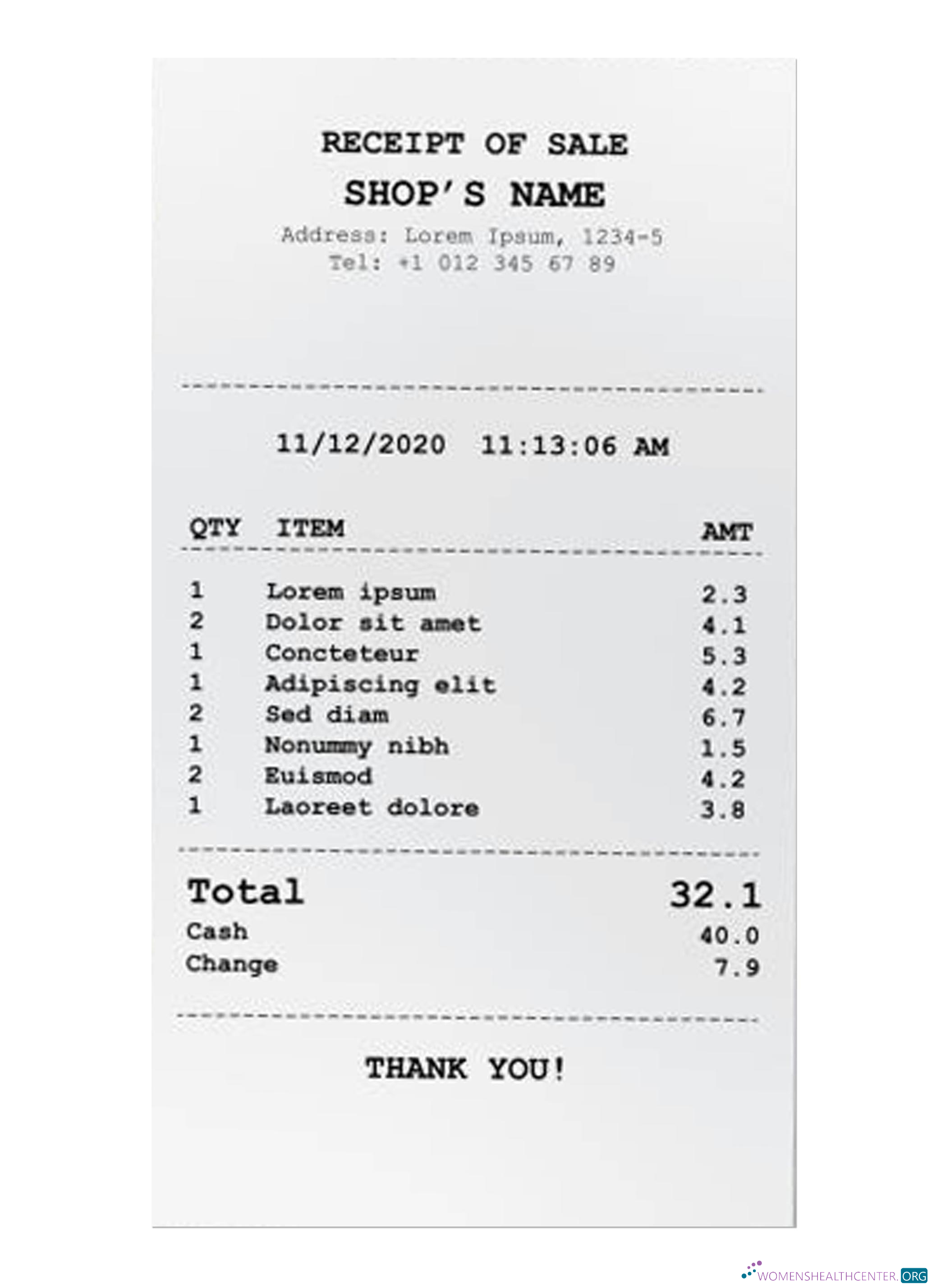 Download SHOP'S payment receipt Photoshop template